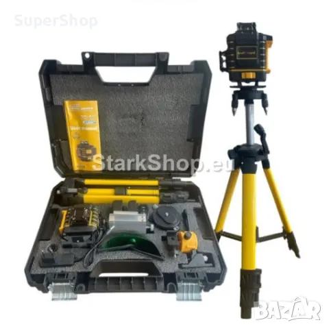 Професионален 4D Лазерен Нивелир с 16 Линии Зелен Лъч (четири точков) + СТАТИВ В КУФАРА, снимка 7 - Куфари с инструменти - 50236937