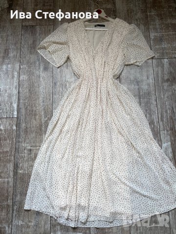 Елегантна нова романтична плисирана дълга нежна бяла рокля Zara , снимка 7 - Рокли - 40210139