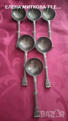 Старинни масивни дълбоки калаени лъжици , снимка 2 - Други ценни предмети - 46869331