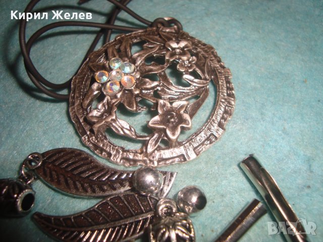 ПОСРЕБРЕН АРТ ФЕШЪН ФЛОРАЛЕН МЕДАЛЬОН с КРИСТАЛИ МАТЕРИАЛ за ХЕНД МЕЙД БИЖУ 25498 , снимка 8 - Колиета, медальони, синджири - 35526860
