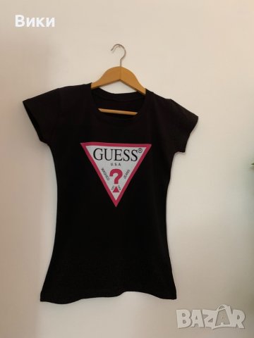 Черна тениска Guess, снимка 6 - Тениски - 39093766