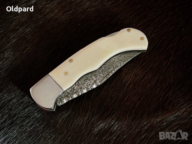 Класически сгъваеми джобен нож (серия Дамаск) с костна дръжка. (ER956WB), снимка 4 - Ножове - 39501841