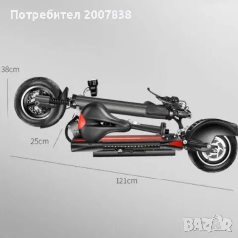 Супер бързият електрически  сгъваем скутер в черно с червено, снимка 1 - Други спортове - 48222178