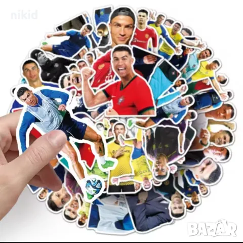 50 бр Родалдо футбол футболни самозалепващи лепенки стикери за украса декор картонена торта и др, снимка 2 - Други - 49937399