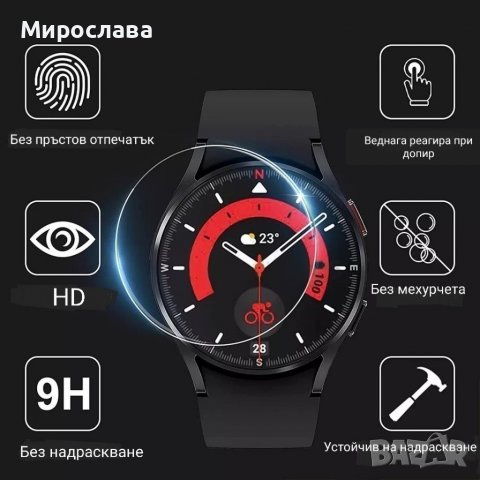Стъклен протектор за смарт часовник Samsung Galaxy Watch 5 pro, снимка 3 - Смарт часовници - 38329284