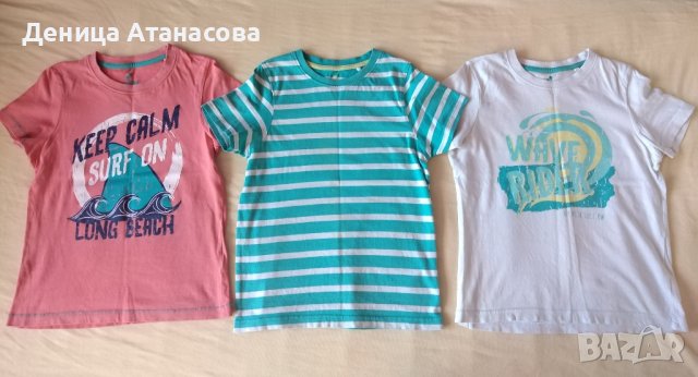 Тениски, потници, бански, къси панталони, халат, ризка с папийонка, шапка Спайдърмен размер 122/128, снимка 2 - Детски тениски и потници - 36740066