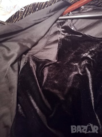 Ново вечерно кадифено сако с блуза XL размер черно със златно, снимка 5 - Сака - 38345779