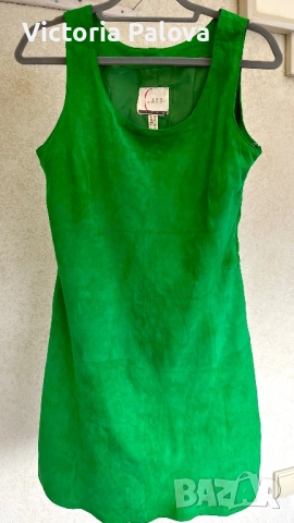 Елегантна кожена рокля уникат велур CLASS INTER 