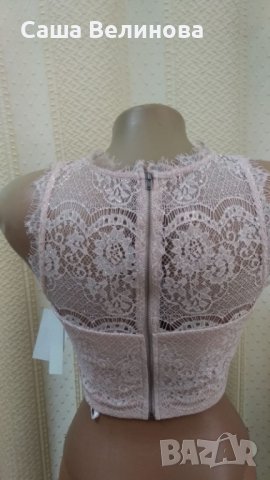 дантелена блуза в нежно розово, снимка 2 - Корсети, бюстиета, топове - 37320280