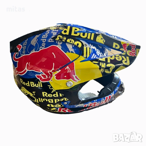 Кросова каска RED BULL, Full Face, DOT, Размер: S/M - Вело, Мото, Скутер, ATB, Бъги, снимка 3 - Аксесоари за велосипеди - 46768623