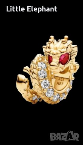 Game of Thrones&Pandora,сребърен елемент дракон"Red eyes"/нов