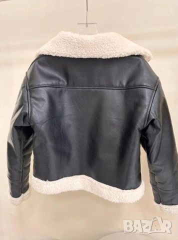 Кожено яке с каракул , снимка 2 - Якета - 50913414