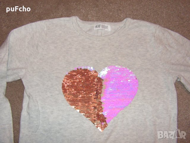 Пуловер H&M за 8-10 г. с пайети, снимка 2 - Детски пуловери и жилетки - 32345158