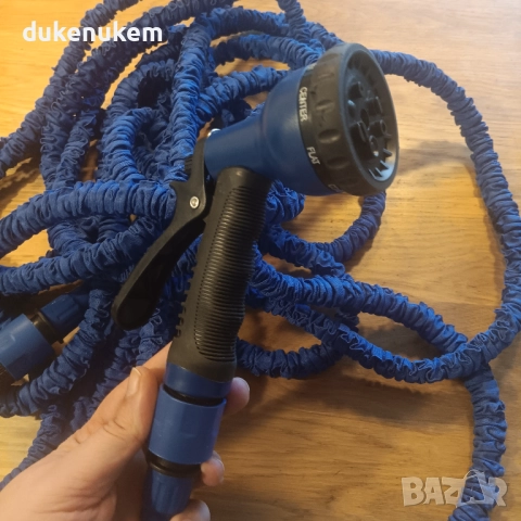 Разтегаем градински маркуч, до 15 метра, с пистолет, снимка 8 - Градински инструменти - 52718667