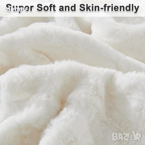 Одеяло Qucover, бяло пухкаво одеяло с двустранен дизайн, 150x200 см, снимка 6 - Олекотени завивки и одеяла - 43166871