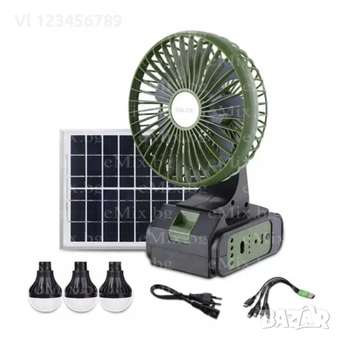 Соларна осветителна система GD-8081 с вентилатор, 3 крушки, снимка 6 - Къмпинг осветление - 50729021