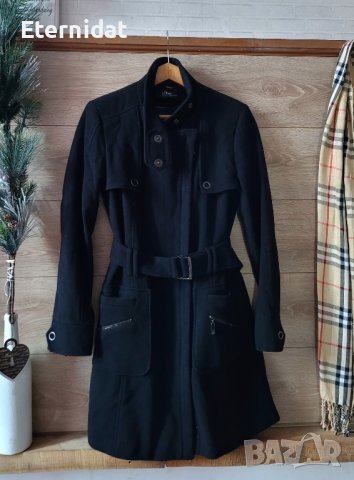 Черно палто S'OLIVER вълна и кашмир , снимка 9 - Палта, манта - 43381491