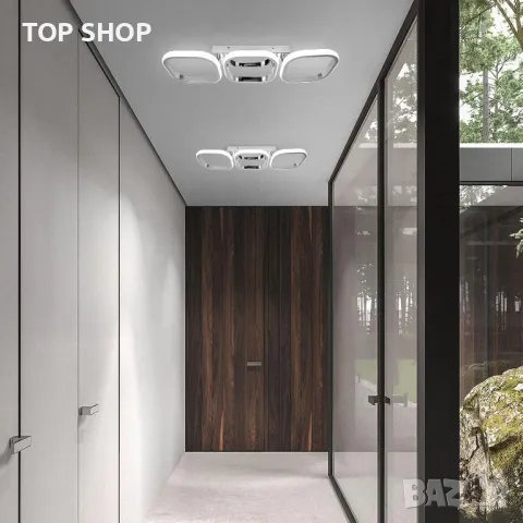 Модерна LED таванна лампа EIDISUNY, 3 квадрата LED, 33W студена бяла светлина (сребриста), снимка 5 - Лед осветление - 49509154