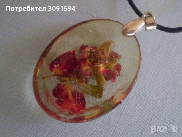 Висулка цвете с кожа и сребро 925, снимка 6 - Антикварни и старинни предмети - 36952471