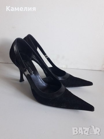 Черни обувки на ток, 39 номер , снимка 1 - Дамски елегантни обувки - 37991614