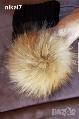 дамска шапка зимна голям естествен пух лисица тик так копче и се сваля, снимка 12 - Шапки - 27153947
