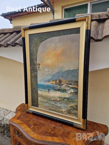 Уникална антикварна майсторска авторска картина масло върху платно , снимка 7 - Картини - 52647931
