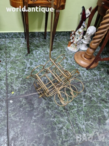 Прекрасна антикварна английска метална количка за бутилки за вино , снимка 7 - Антикварни и старинни предмети - 53249058