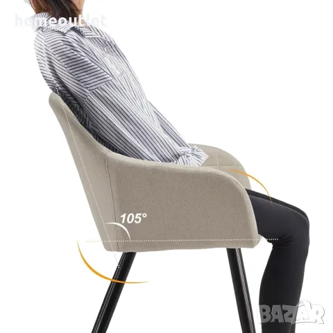 Трапезни столове със стилна ленена дамаска, к-т от 2 бр C-U-DC-G0426CR, снимка 7 - Столове - 47892104