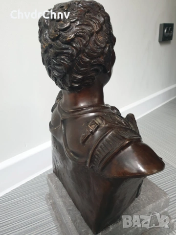35см-14кг Ruocco статуя-бюст/стара италианска бронзова скулптура/фигура на римски император, снимка 5 - Статуетки - 53035118