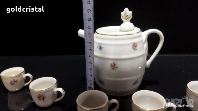 Стар български порцелан чашки и бърдуче , снимка 2 - Антикварни и старинни предмети - 33551572