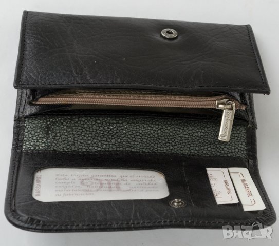 Черен кожен дамски портфейл с декорация от марка Marsanpiel , снимка 6 - Портфейли, портмонета - 28649096