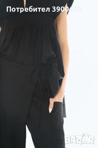 Дамски Ленен Панталон Stella - Черен, снимка 3 - Панталони - 49723880