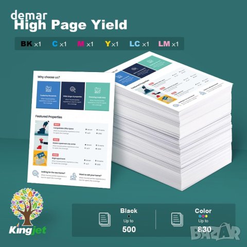 KINGJET 378XL Мастилени касети, преработени за Epson 378 378XL (черно циан магента жълто), снимка 2 - Консумативи за принтери - 43990640