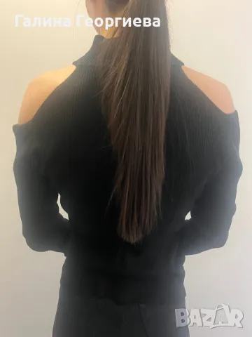 Черна поло блуза, снимка 3 - Блузи с дълъг ръкав и пуловери - 48808040