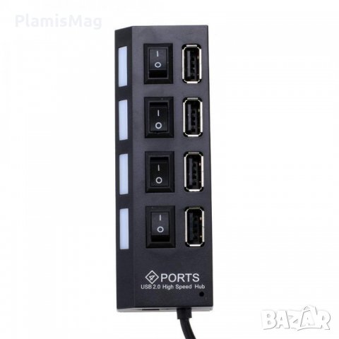 USB хъб, USB 2.0, 7 Порта, Черен , снимка 2 - Кабели и адаптери - 34601870