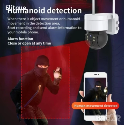 Соларна WIFI камера със соларен панел PTZ 360, 1080P, Full HD, цветно Hощно Bиждане, снимка 8 - Други - 52861210