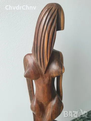 48см ръчна дърворезба статуетка/еротика/дизайнерска абстрактна дървена скулптура/фигура на гола жена, снимка 3 - Статуетки - 50310021