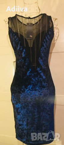 Дамска рокля в тъмно синьо с тюл Размер М, снимка 5 - Рокли - 27780537