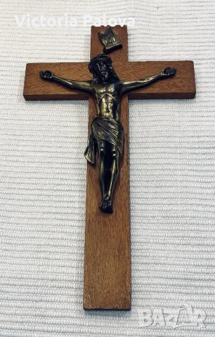Дървен кръст с бронзова фигура Разпятие Христово , снимка 11 - Други ценни предмети - 49792853