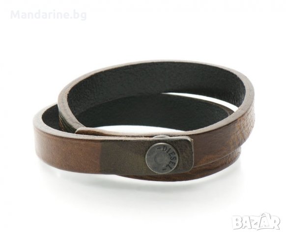 ПРОМО 🍊 DIESEL 🍊 Унисекс кожена гривна в тъмно кафяво нова с етикети и сертификат, снимка 3 - Гривни - 26963010