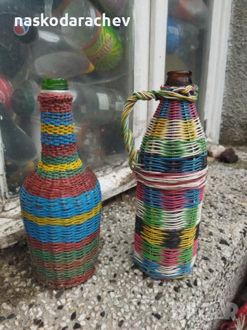 Ръчно плетени шишета за декорация , снимка 4 - Декорация за дома - 38978105