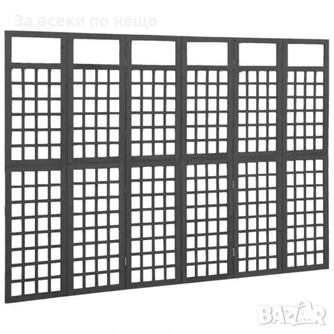 Параван за стая, 6 панела, масивна ела, черен, 242,5x180 см Код P728, снимка 5 - Паравани - 50621902
