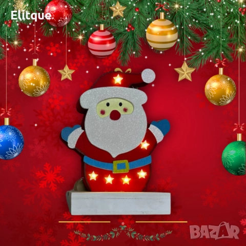 Светеща дървена фигурка във формата на Дядо Коледа, снимка 2 - Други стоки за дома - 52820157