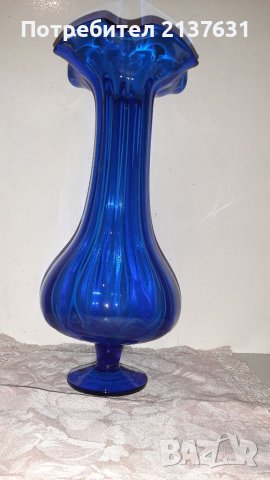 НОВА  ! РАЗКОШНА ВАЗА от кобалтово синьо стъкло , снимка 6 - Декорация за дома - 39262858
