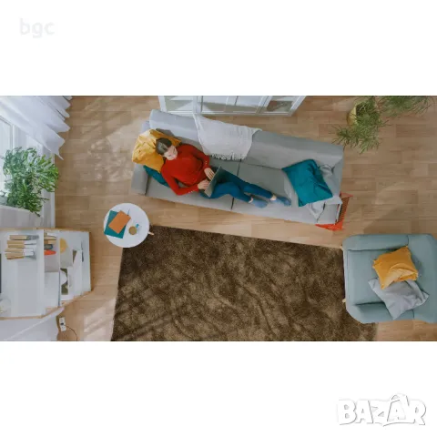 НОВ КИЛИМ 3D Kring 160x230 Shaggy, 2200 gsm, , Модел на вълни, Бежов/Кафяв - 12 месеца гаранция, снимка 3 - Килими - 49438973