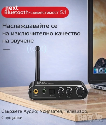 Блутут ДАК/DAC оптичен вход, Aux, изход 3.5mm, чинч USB disk + дистанционно, снимка 2 - Други - 53052867