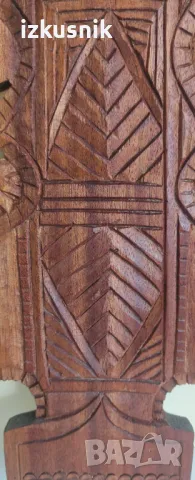 Дърворезба "Лазарка" от 1980 г. - махагон, снимка 5 - Антикварни и старинни предмети - 15313445