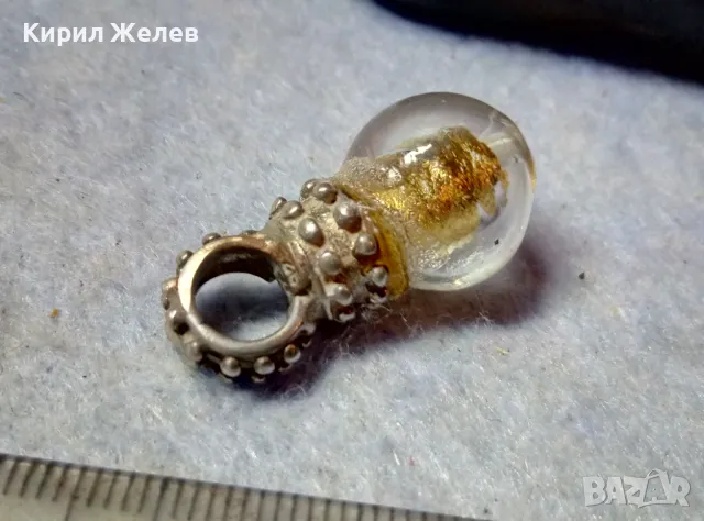 ШИКОЗЕН ВИНТИДЖ АРТ СРЕБЪРЕН ПЕНДАНТ СРЕБРО 925 с ЦВЕТНО ВЕНЕЦИАНСКО СТЪКЛО МУРАНО 49411, снимка 3 - Колиета, медальони, синджири - 48901888