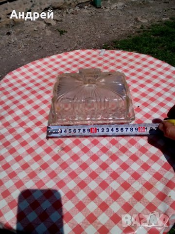 Стара стъклена купа,кутия за масло #3, снимка 3 - Други ценни предмети - 28593163