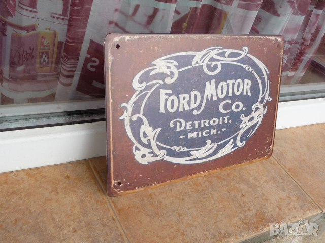 Метална табела кола Ford Motor Co Detroit форд марка автомобили, снимка 2 - Рекламни табели - 44847654